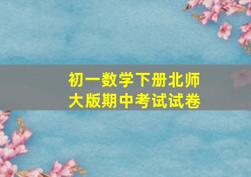 初一数学下册北师大版期中考试试卷