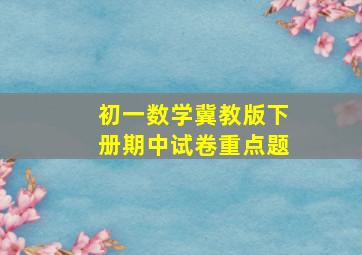 初一数学冀教版下册期中试卷重点题