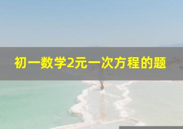 初一数学2元一次方程的题