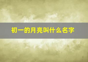 初一的月亮叫什么名字