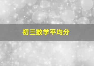 初三数学平均分