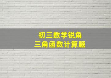 初三数学锐角三角函数计算题