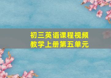 初三英语课程视频教学上册第五单元