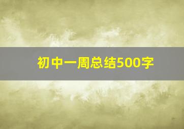 初中一周总结500字