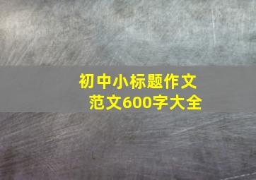 初中小标题作文范文600字大全