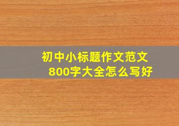 初中小标题作文范文800字大全怎么写好