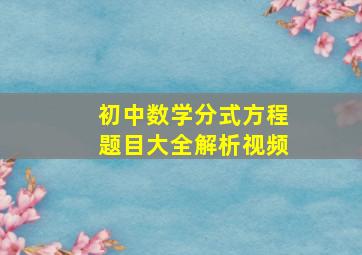 初中数学分式方程题目大全解析视频