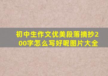 初中生作文优美段落摘抄200字怎么写好呢图片大全