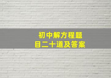 初中解方程题目二十道及答案