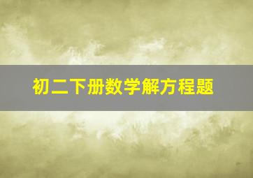 初二下册数学解方程题