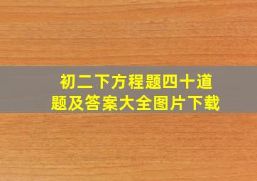 初二下方程题四十道题及答案大全图片下载