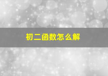 初二函数怎么解