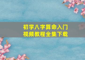 初学八字算命入门视频教程全集下载