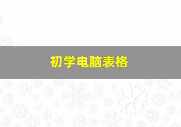 初学电脑表格