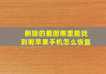 删除的截图哪里能找到呢苹果手机怎么恢复