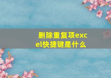 删除重复项excel快捷键是什么