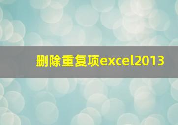 删除重复项excel2013