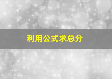 利用公式求总分