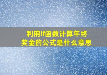 利用if函数计算年终奖金的公式是什么意思