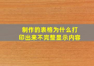 制作的表格为什么打印出来不完整显示内容