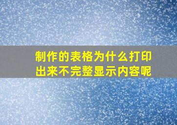 制作的表格为什么打印出来不完整显示内容呢