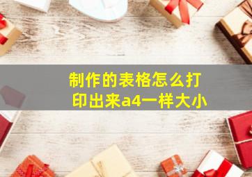 制作的表格怎么打印出来a4一样大小