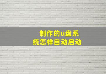 制作的u盘系统怎样自动启动