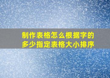 制作表格怎么根据字的多少指定表格大小排序