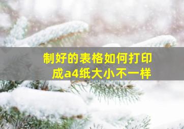 制好的表格如何打印成a4纸大小不一样