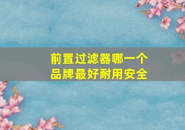 前置过滤器哪一个品牌最好耐用安全