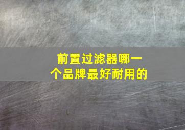 前置过滤器哪一个品牌最好耐用的