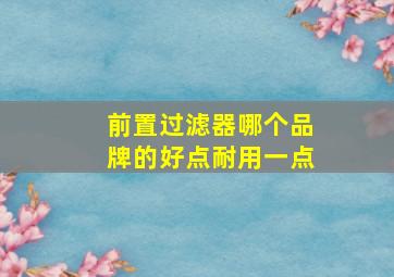 前置过滤器哪个品牌的好点耐用一点