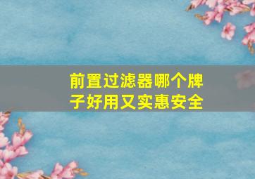 前置过滤器哪个牌子好用又实惠安全