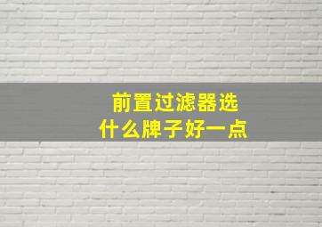 前置过滤器选什么牌子好一点