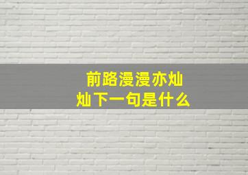 前路漫漫亦灿灿下一句是什么