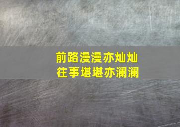 前路漫漫亦灿灿 往事堪堪亦澜澜