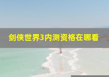 剑侠世界3内测资格在哪看