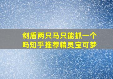 剑盾两只马只能抓一个吗知乎推荐精灵宝可梦