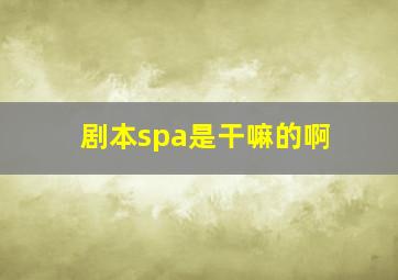 剧本spa是干嘛的啊