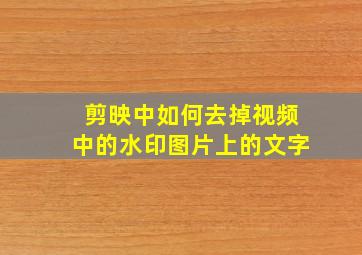 剪映中如何去掉视频中的水印图片上的文字