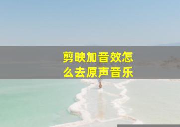 剪映加音效怎么去原声音乐