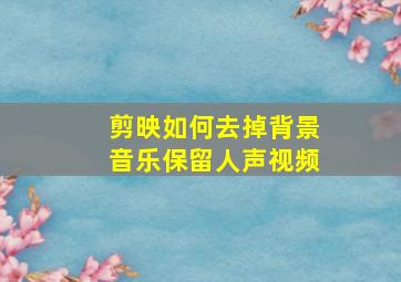 剪映如何去掉背景音乐保留人声视频