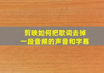 剪映如何把歌词去掉一段音频的声音和字幕