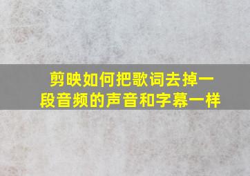 剪映如何把歌词去掉一段音频的声音和字幕一样