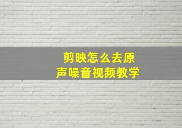 剪映怎么去原声噪音视频教学