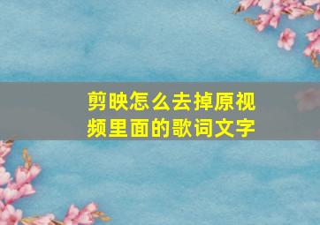 剪映怎么去掉原视频里面的歌词文字