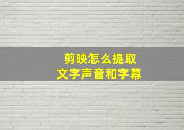 剪映怎么提取文字声音和字幕