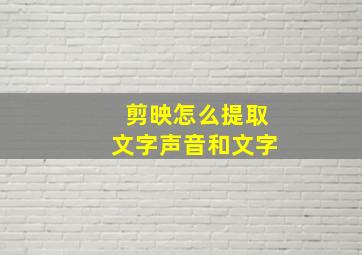 剪映怎么提取文字声音和文字