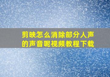 剪映怎么消除部分人声的声音呢视频教程下载