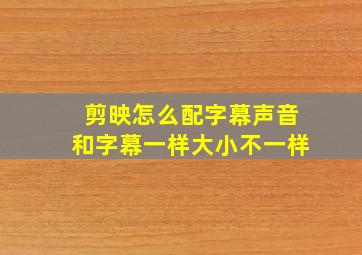 剪映怎么配字幕声音和字幕一样大小不一样